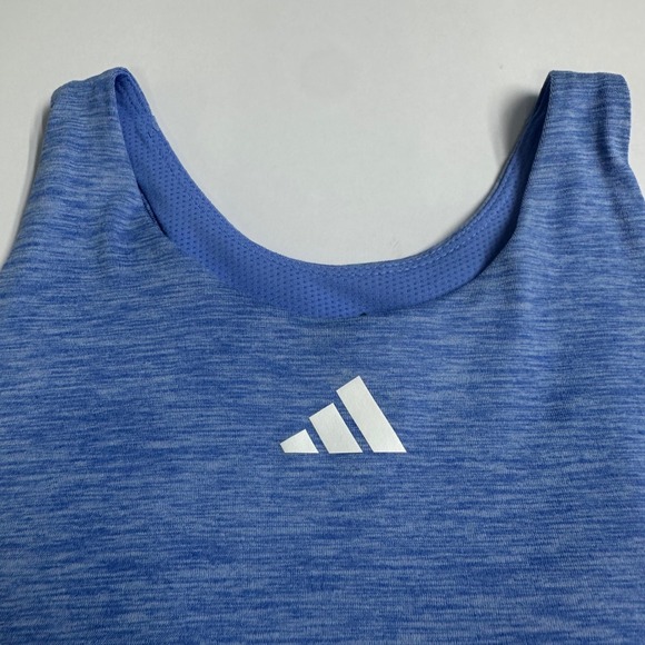 Adidas Kids Melange Training Tank Top Blue Light Blue Size M 10 12 NEW - Picture 2 of 5